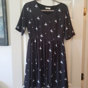 Lavand Black ballerina print dress size small